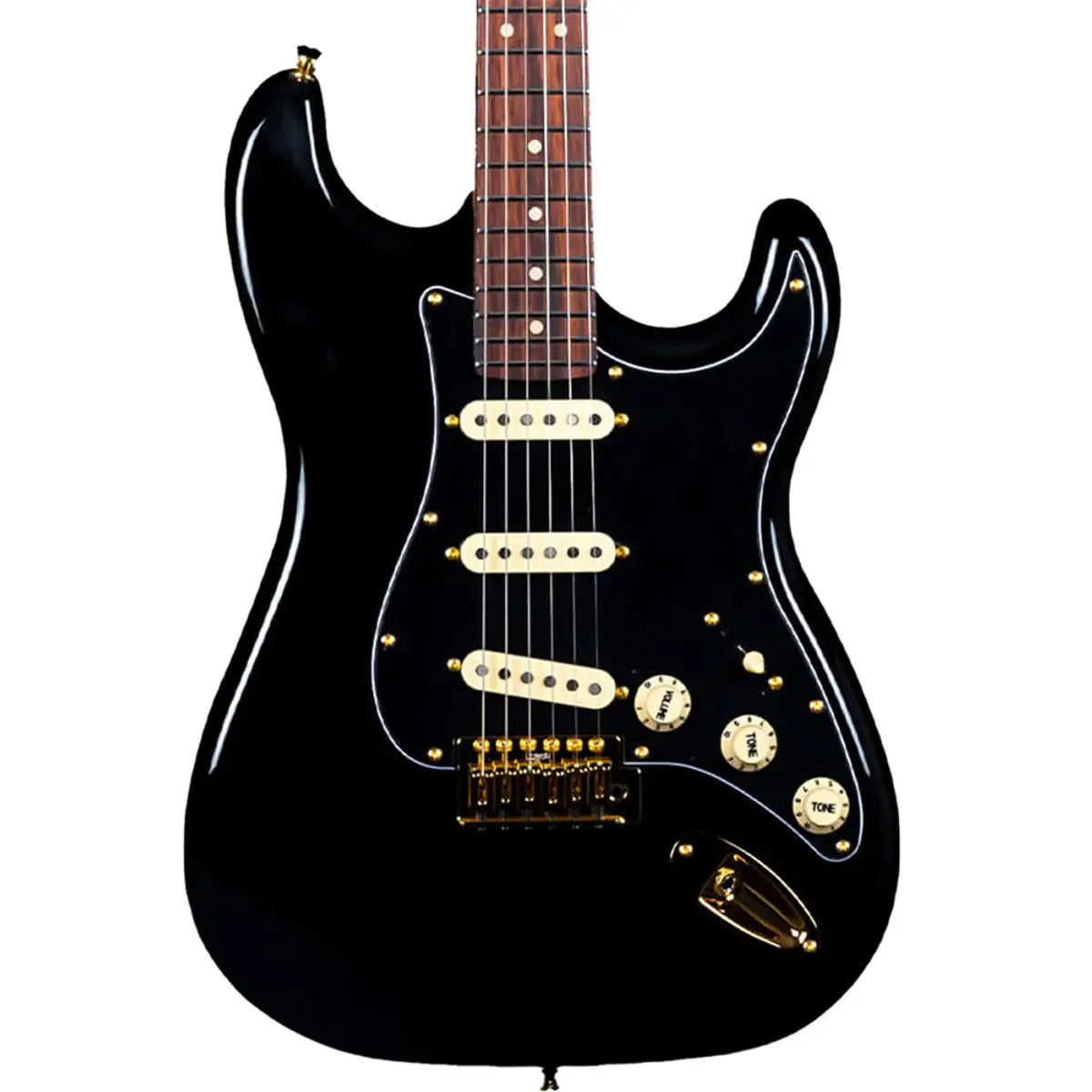 Jet JS-380-BK-G Electric Guitar w/ Roasted Maple Neck & Gold Hardware -Black-Jet Guitars-Infinite Music