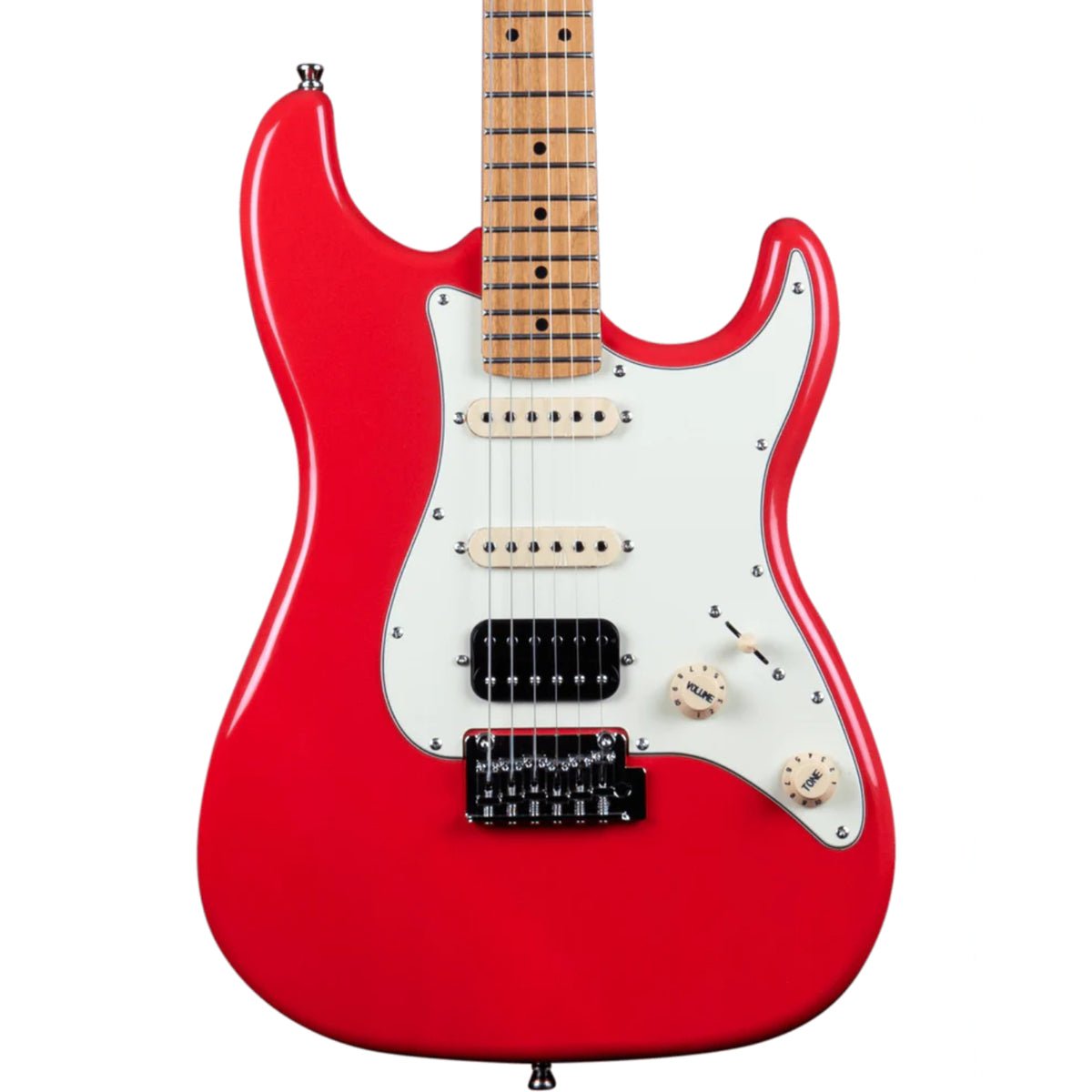 Jet JS-400-CRD Electric Guitar HSS Canadian Roasted Maple Neck - CORAL RED-Jet Guitars-Infinite Music