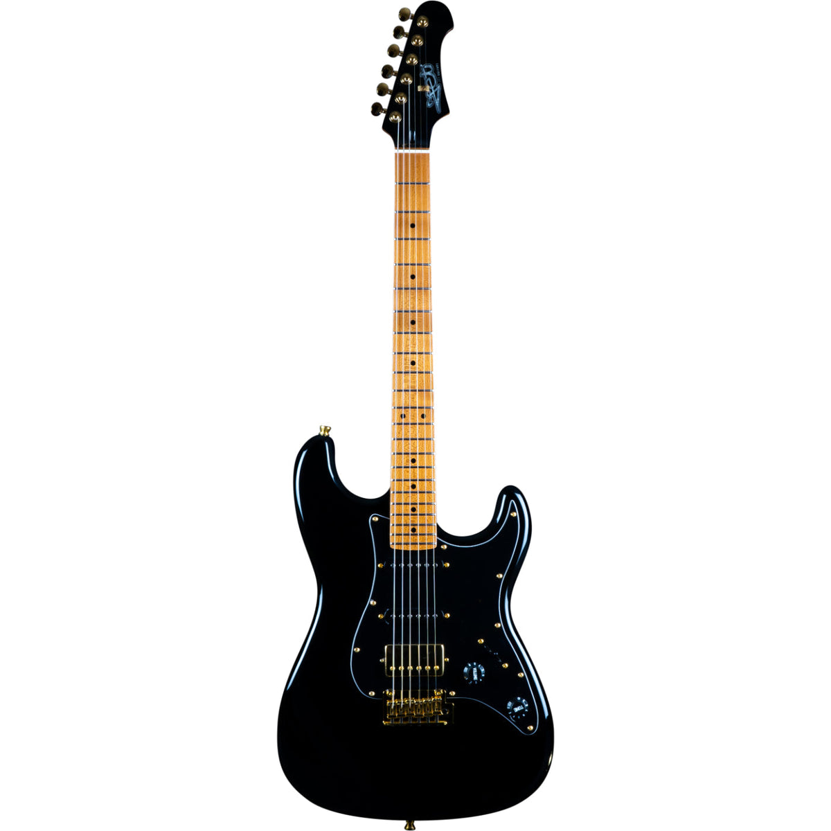 Jet JS-400 Electric Guitar HSS Canadian Roasted Maple Neck - BLACK w/- Gold Hardware-Jet Guitars-Infinite Music
