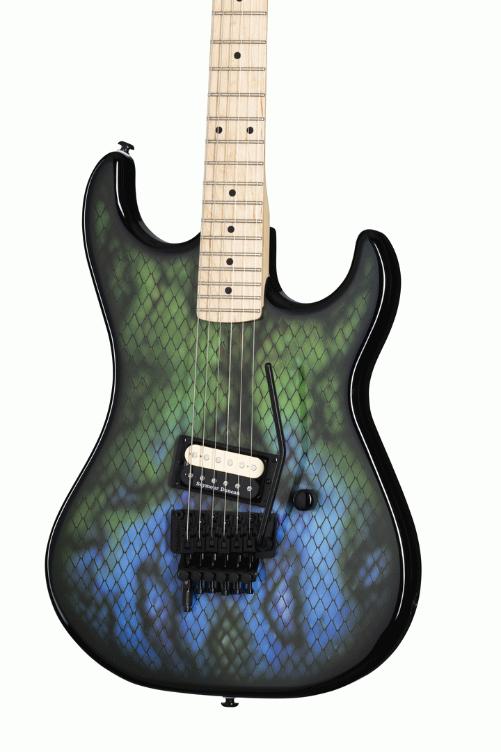 Kramer Baretta, Custom Graphics, “Viper” (EVH D-Tuna) Snakeskin Green Blue Fade W/-Premium Gig Bag-Kramer-Infinite Music