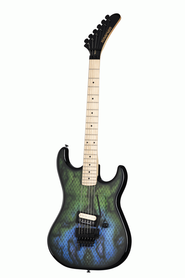 Kramer Baretta, Custom Graphics, “Viper” (EVH D-Tuna) Snakeskin Green Blue Fade W/-Premium Gig Bag-Kramer-Infinite Music
