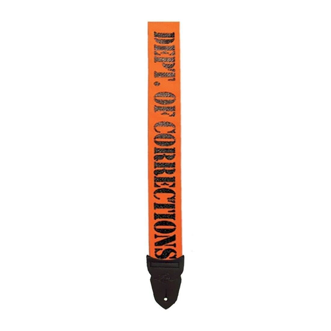 LM Poly Seat Belt Type Guitar Strap Orange with Department of Corrections Design-LM-Infinite Music
