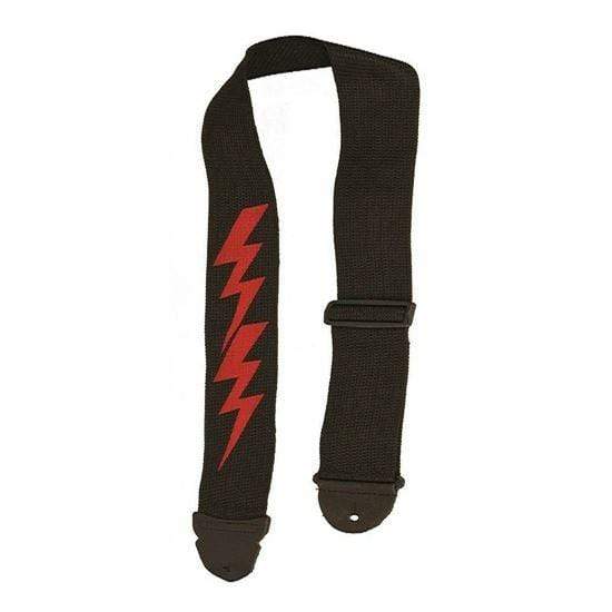 LM Poly Seat Belt Type Guitar Strap Red Lightning Bolt Design-LM-Infinite Music