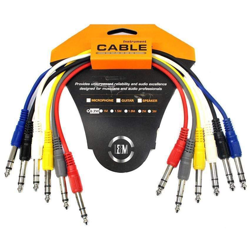 Leem 1ft Stereo Patch Cables 6pk (1/4" Stereo Jack Plug - 1/4" Stereo Jack Plug )-Leem-Infinite Music