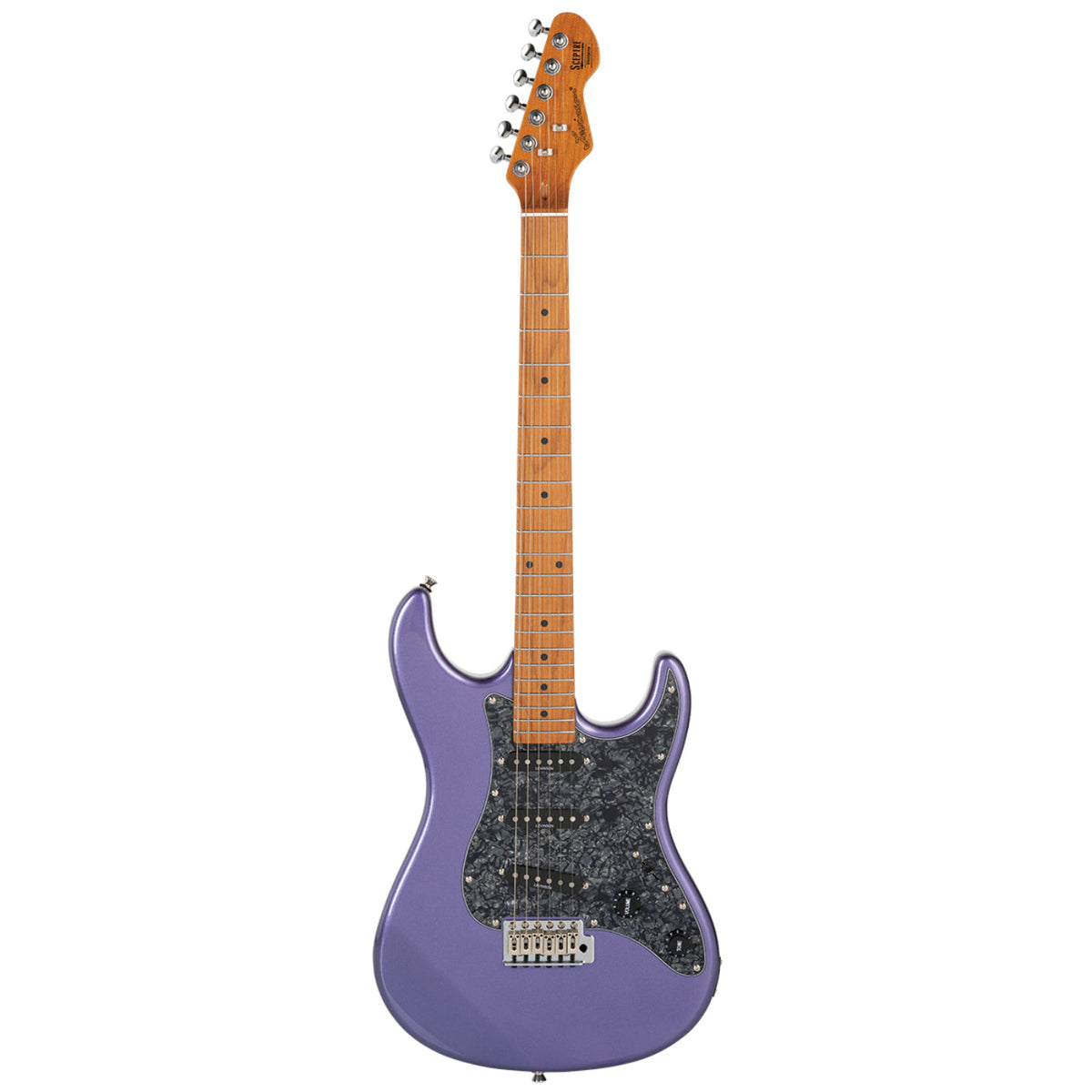 Levinson Sceptre Ventana Std Double Cutaway Metallic Purple SSS w Roasted Maple Board-Levinson Sceptre-Infinite Music