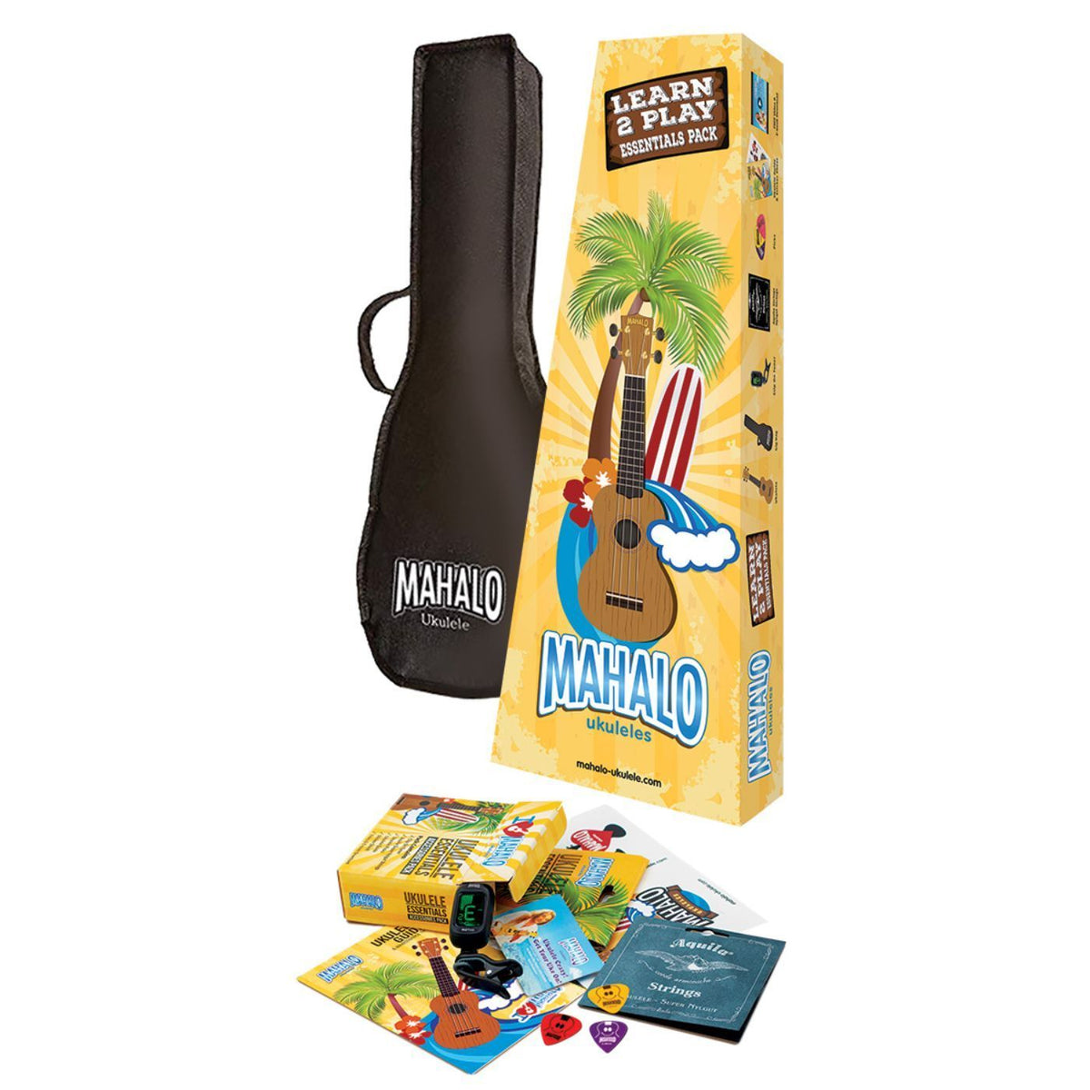 Mahalo Rainbow Series Blue Soprano Ukulele with Learn 2 Play Essentials Pack-Mahalo-Infinite Music