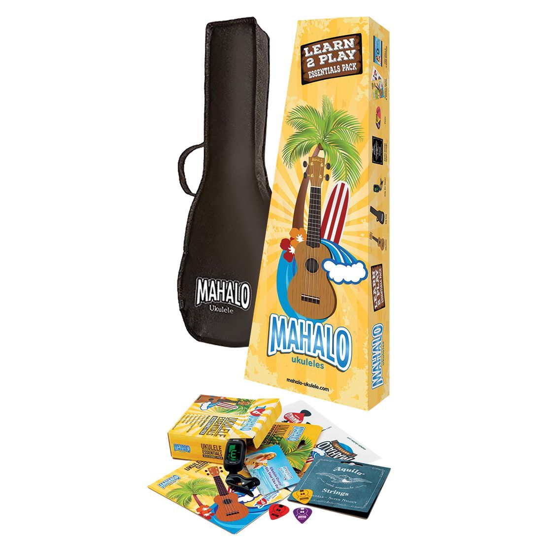 Mahalo Rainbow Series Red Soprano Ukulele with Learn 2 Play Essentials Pack-Mahalo-Infinite Music