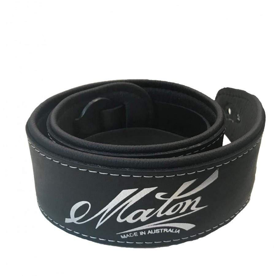 Maton Leather Deluxe Guitar Strap with Logo - Black-Maton-Infinite Music