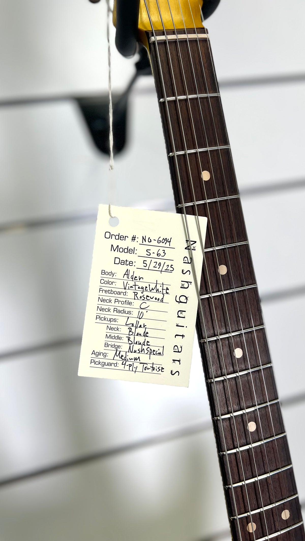 Nash Guitars S63 SSS - Alder Body -Rosewood FB -Vintage White - Medium Aging W/Nash Hardcase-Nash Guitars-Infinite Music