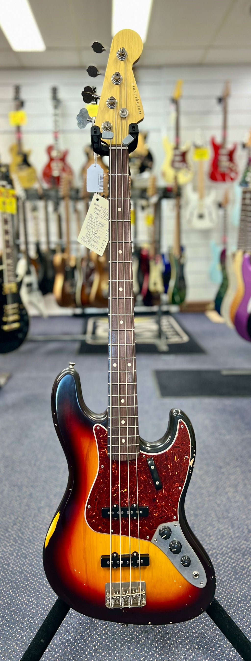 Nash JB63 J Bass - Ash Body -Rosewood FB - 3 Tone Sunburst - Light Ageing W/- Nash Hardcase (Copy)-Nash Guitars-Infinite Music