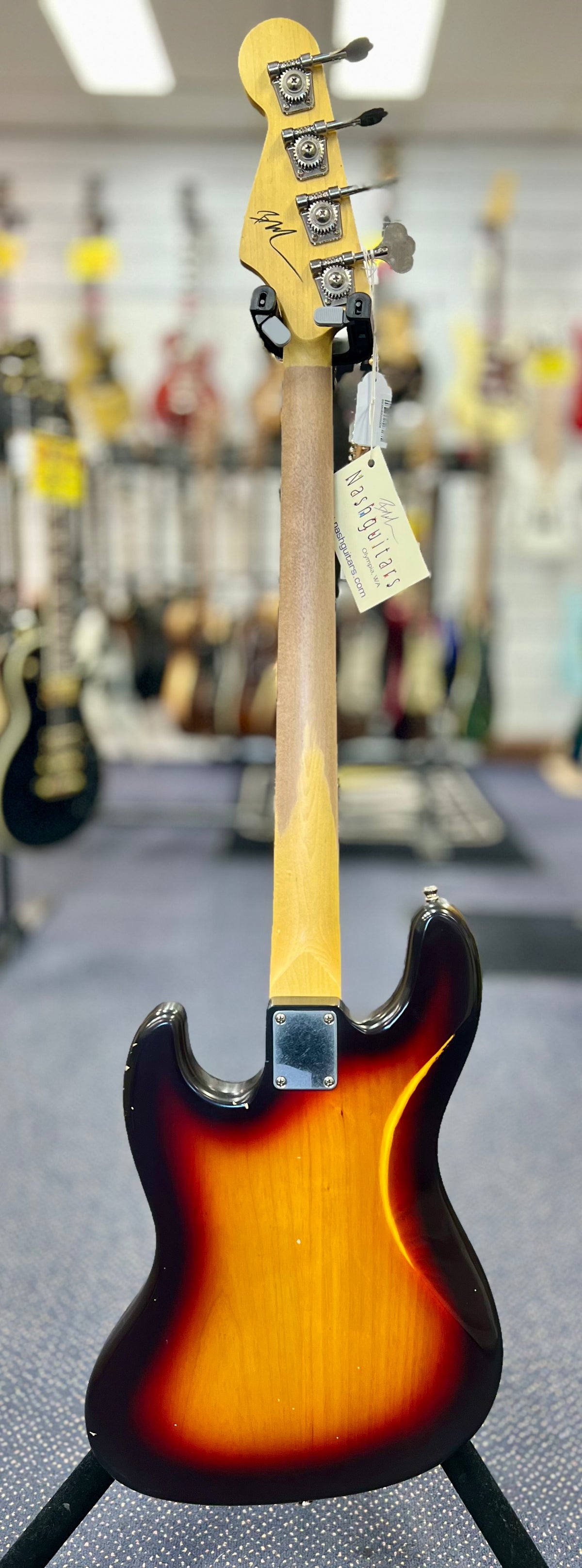 Nash JB63 J Bass - Ash Body -Rosewood FB - 3 Tone Sunburst - Light Ageing W/- Nash Hardcase (Copy)-Nash Guitars-Infinite Music