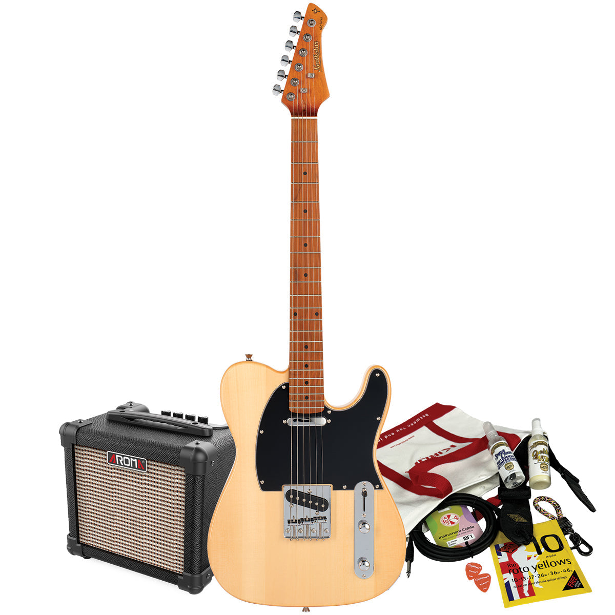Northstar T-Style Electric Guitar Natural Matte with Aroma 10W Amp & Accessory Pack [NS2-NA-PACK]-Northstar-Infinite Music