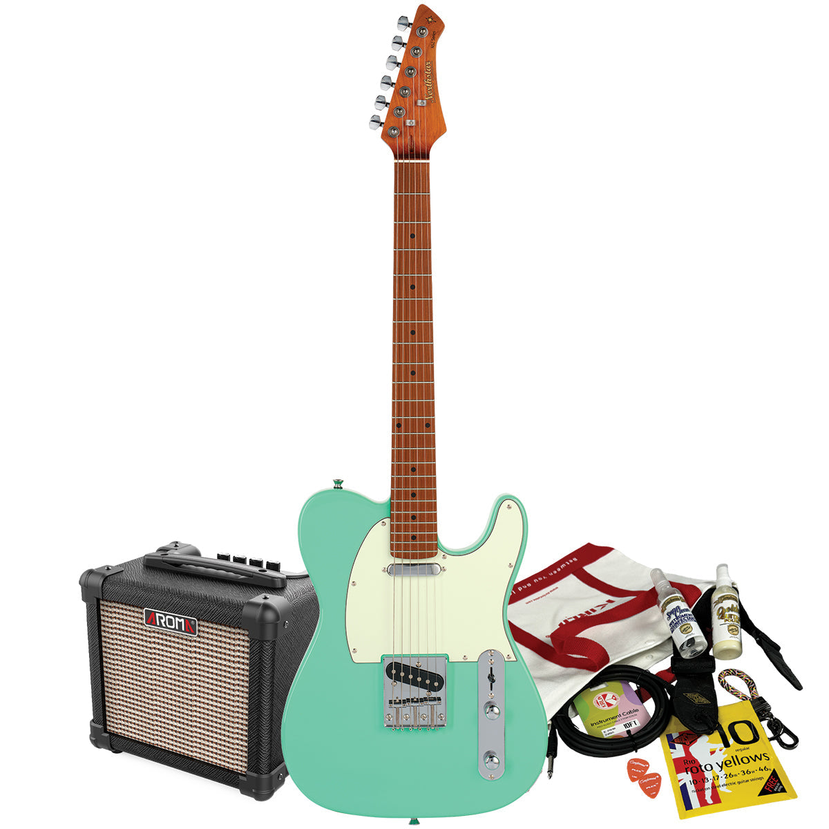 Northstar T-Style Electric Guitar Sea Foam Green with Aroma 10W Amp & Accessory Pack [NS2-SFG-PACK]-Northstar-Infinite Music