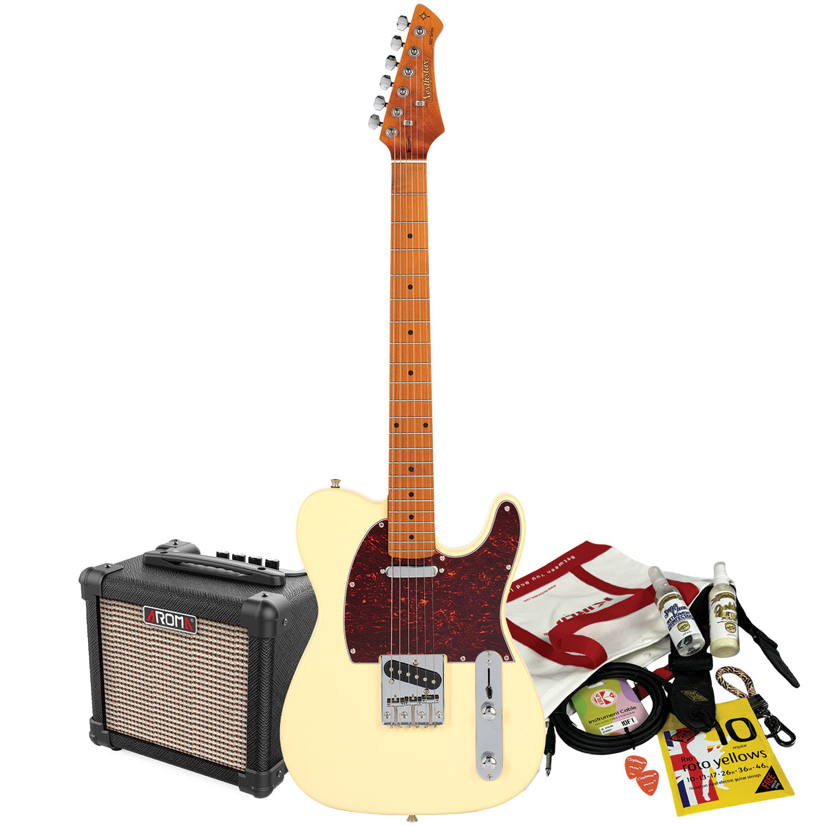 Northstar T-Style Electric Guitar Vintage White with Aroma 10W Amp & Accessory Pack [NS2-VW-PACK]-Northstar-Infinite Music