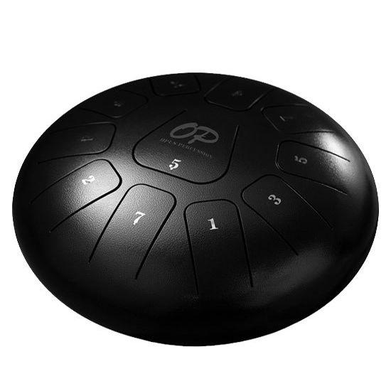Opus Percussion 12" Metal 11-Note Standard Carves Style Tongue Drum - Black-Opus Percussion-Infinite Music