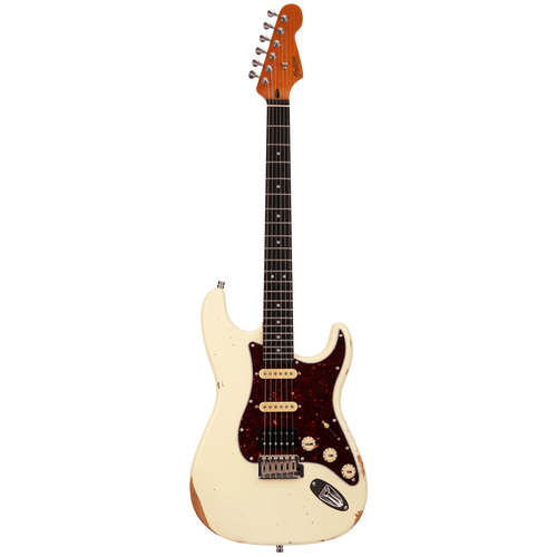 Patina PS-7 OW R HSS- Paulownia body Relic- Roasted maple neck- RW fretboard- 22 Stainless frets- Locking tuners - Olympic White-Patina-Infinite Music