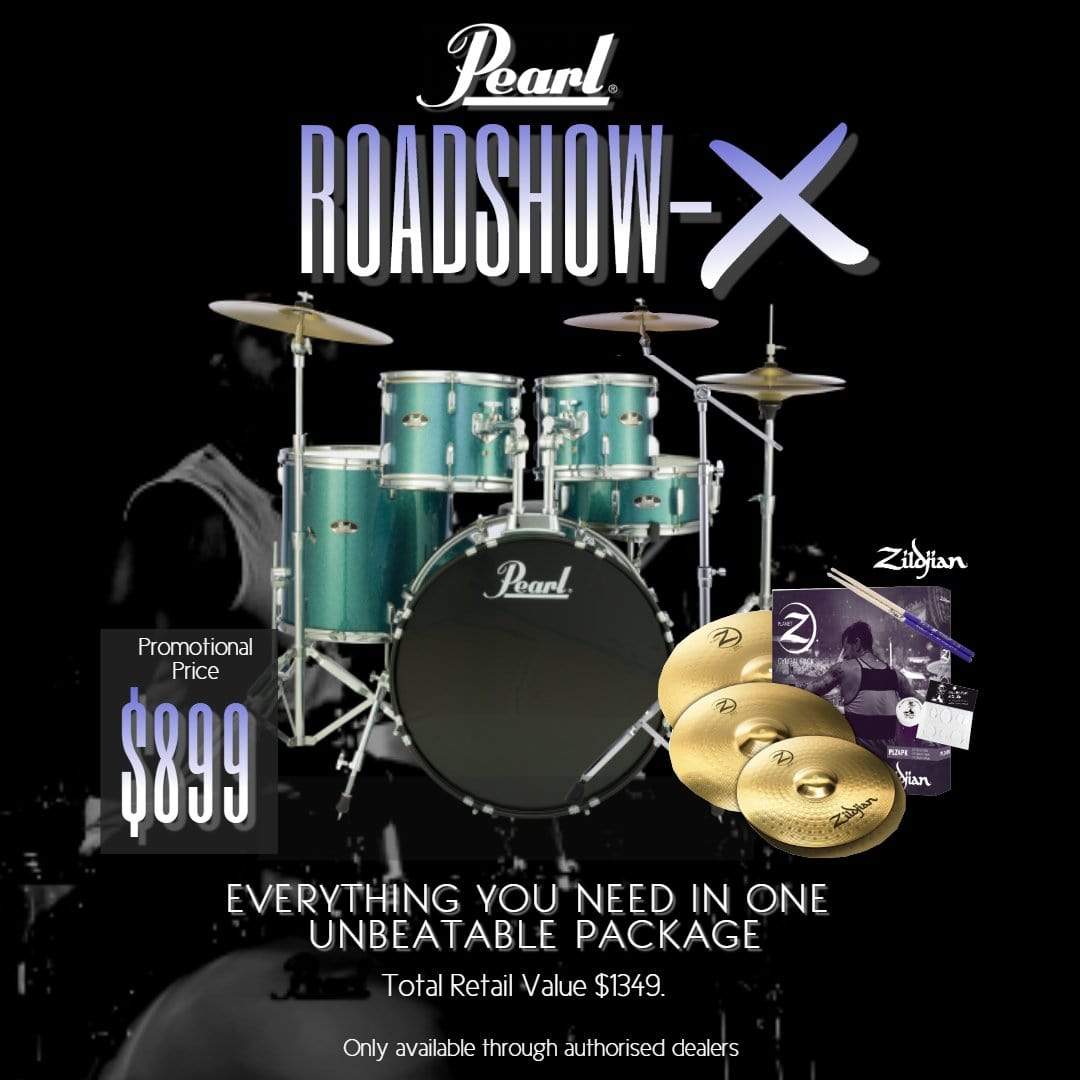 Pearl Roadshow X 20" 5 Piece Drum Kit Jet Black-Pearl Drums-Infinite Music