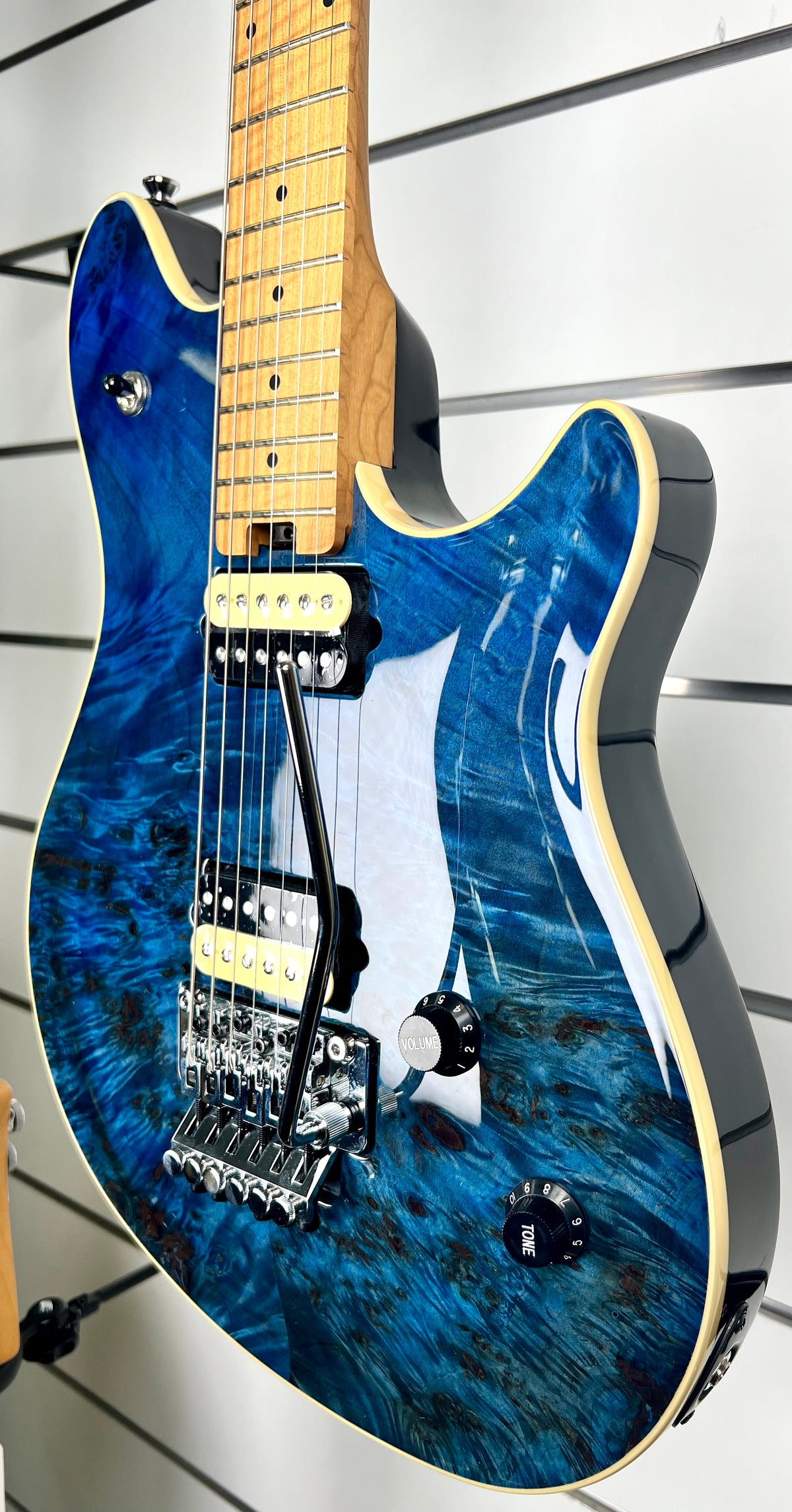 Peavey HP 2® Poplar Burl Transparent Blue Electric Guitar w/ Deluxe Hard Case (HP2 HP-2)-Peavey-Infinite Music