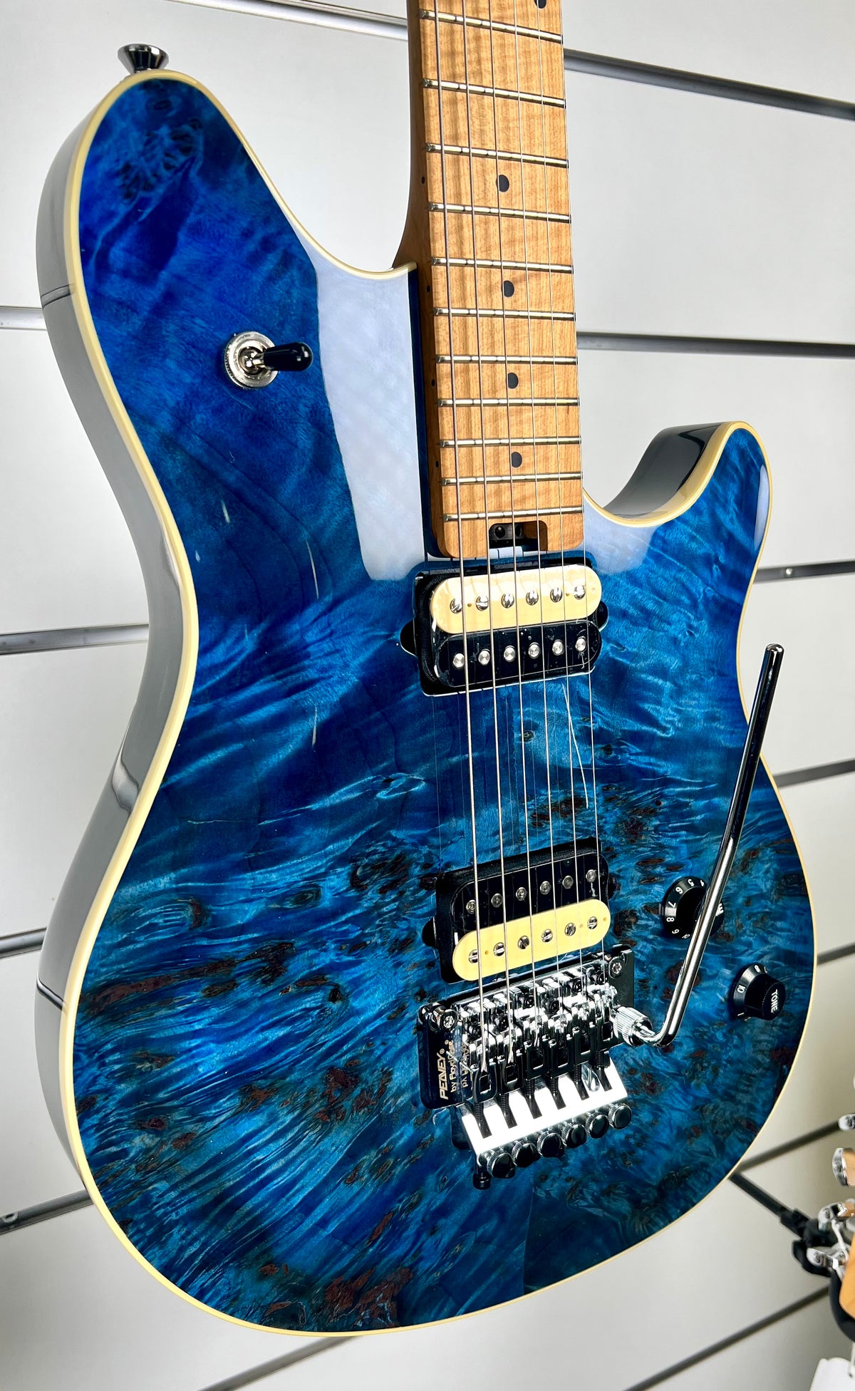 Peavey HP 2® Poplar Burl Transparent Blue Electric Guitar w/ Deluxe Hard Case (HP2 HP-2)-Peavey-Infinite Music