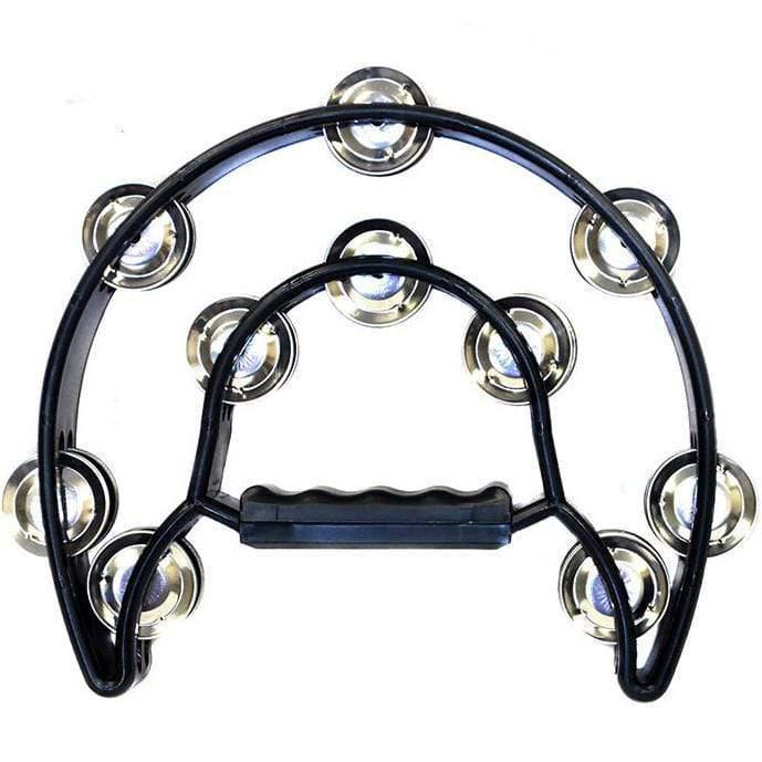 Percussion Plus Half Moon Black Tambourine With 10-Double Rows of Jingles-Percussion Plus-Infinite Music