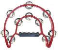 Percussion Plus Half Moon Red Tambourine With 10-Double Rows of Jingles-Percussion Plus-Infinite Music