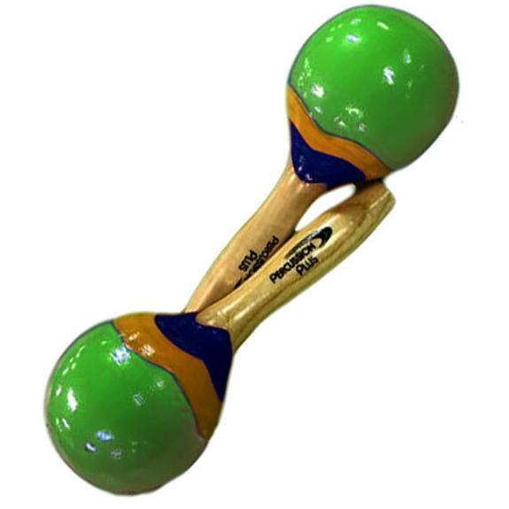 Percussion Plus Wooden Mini Maracas in Green and Patterned Finish-Percussion Plus-Infinite Music