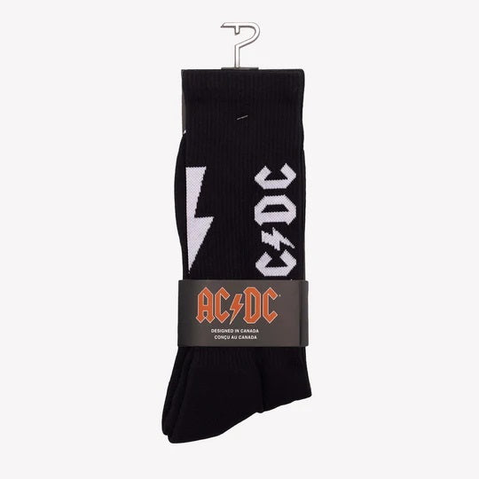 Perris Licensed AC/DC "Lightning Strikes" Large Crew Socks in Black - 1 Pair-Perris-Infinite Music