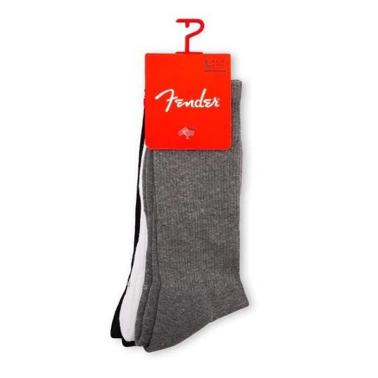 Perris Licensed FENDER "The Icon Back Tab" Large Crew Socks in Asst - 3 Pairs-Perris-Infinite Music