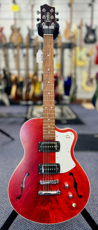 Pratley SH90-R Electric Guitar Semi-Hollow Single Cut Cherry Red w/ SD Phat Cat P90 Pickups & Hard Case-Pratley Guitars-Infinite Music