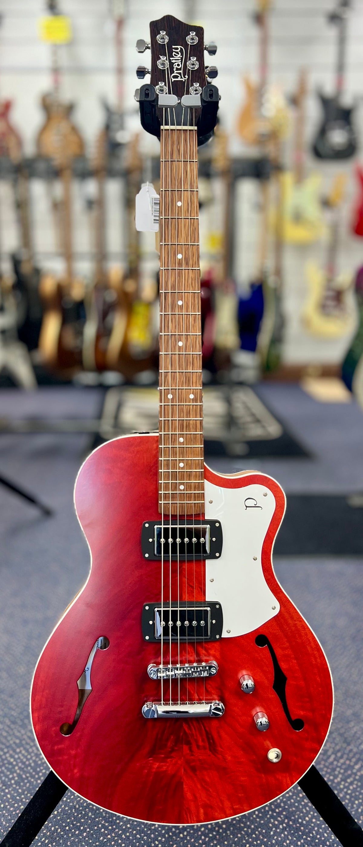 Pratley SH90-R Electric Guitar Semi-Hollow Single Cut Cherry Red w/ SD Phat Cat P90 Pickups & Hard Case-Pratley Guitars-Infinite Music