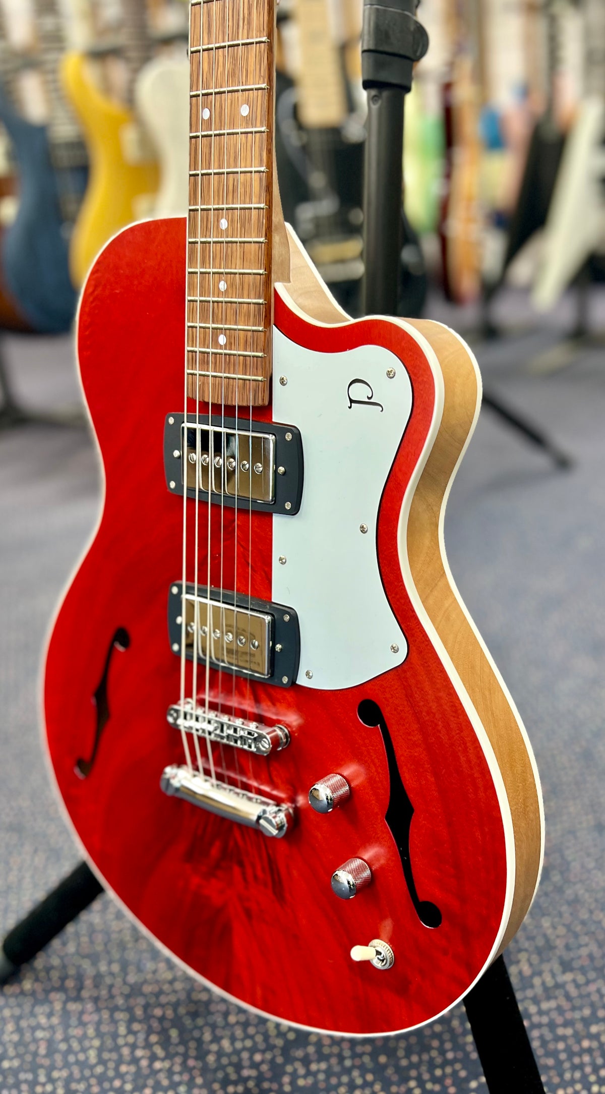 Pratley SH90-R Electric Guitar Semi-Hollow Single Cut Cherry Red w/ SD Phat Cat P90 Pickups & Hard Case-Pratley Guitars-Infinite Music