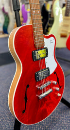 Pratley SH90-R Electric Guitar Semi-Hollow Single Cut Cherry Red w/ SD Phat Cat P90 Pickups & Hard Case-Pratley Guitars-Infinite Music