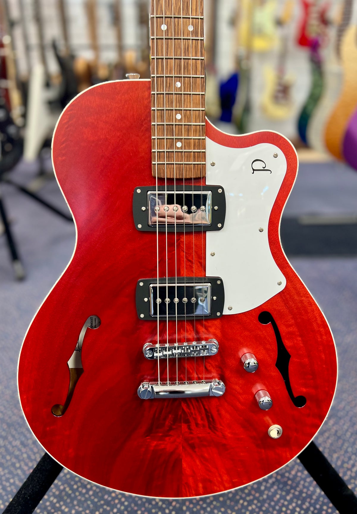 Pratley SH90-R Electric Guitar Semi-Hollow Single Cut Cherry Red w/ SD Phat Cat P90 Pickups & Hard Case-Pratley Guitars-Infinite Music