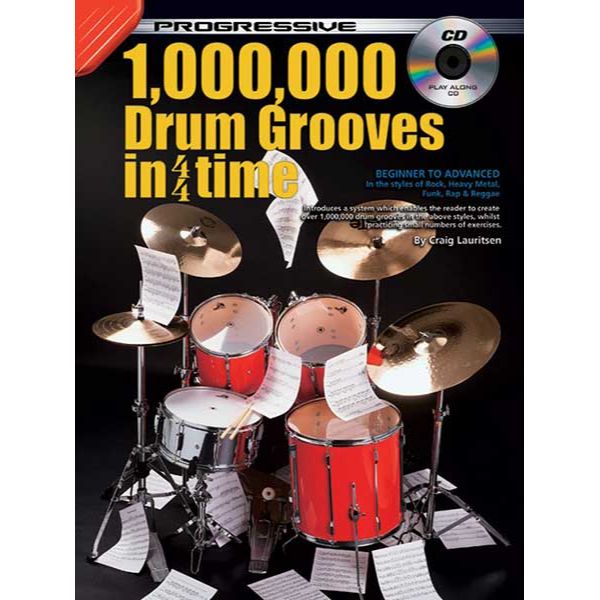 Progressive 10,000 Drum Grooves In 4/4 Time Book and CD-Progressive-Infinite Music