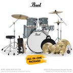 Pearl Roadshow Plus 5Piece Drum Kit with Hardware, Throne & Pearl Cymbal Pack etc. - Aqua Blue Glitter