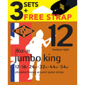 Rotosound Jumbo King Acoustic Guitar Strings Phosphor Bronze Value 3-Pack 12's + Free Strap [RJK1231]-Rotosound-Infinite Music