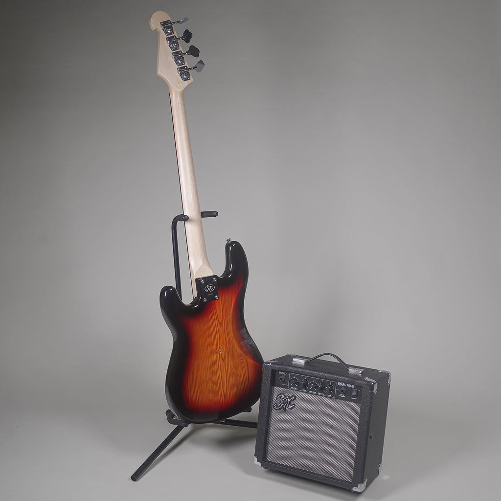 SX PB Style 3 Tone Sunburst Bass Guitar Pack-SX-Infinite Music