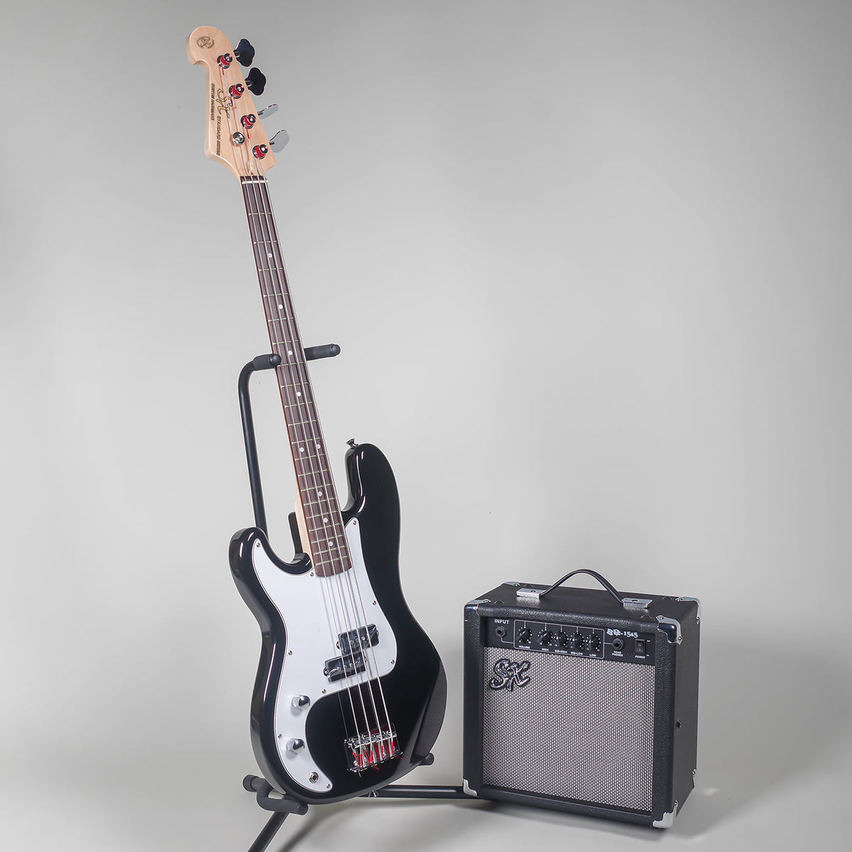 SX PB Style 3/4 Left Handed Bass Guitar Pack - Black-SX-Infinite Music