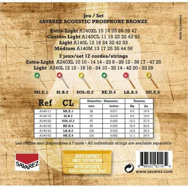 Savarez Phosphor Bronze Acoustic Guitar String Set Custom Light 11-52-Savarez-Infinite Music