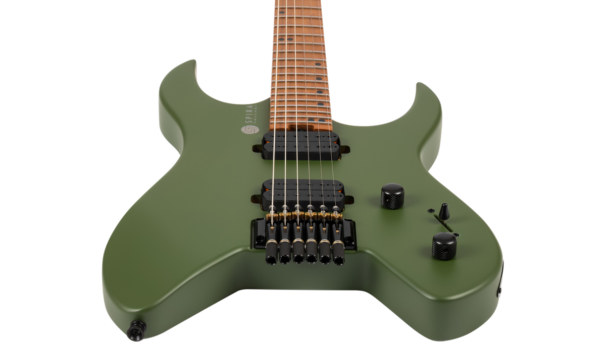 Spira Guitars S-400 MGR HLS Headless Electric Guitar Roasted MN - Satin Dark Green-Spira-Infinite Music