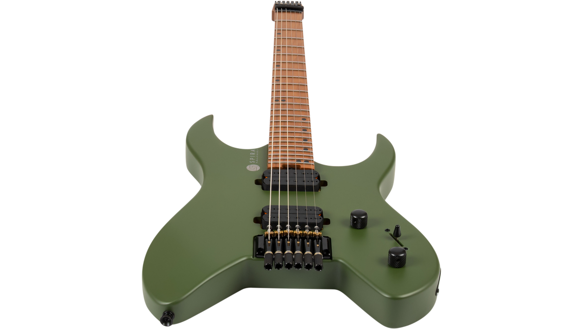Spira Guitars S-400 MGR HLS Headless Electric Guitar Roasted MN - Satin Dark Green-Spira-Infinite Music