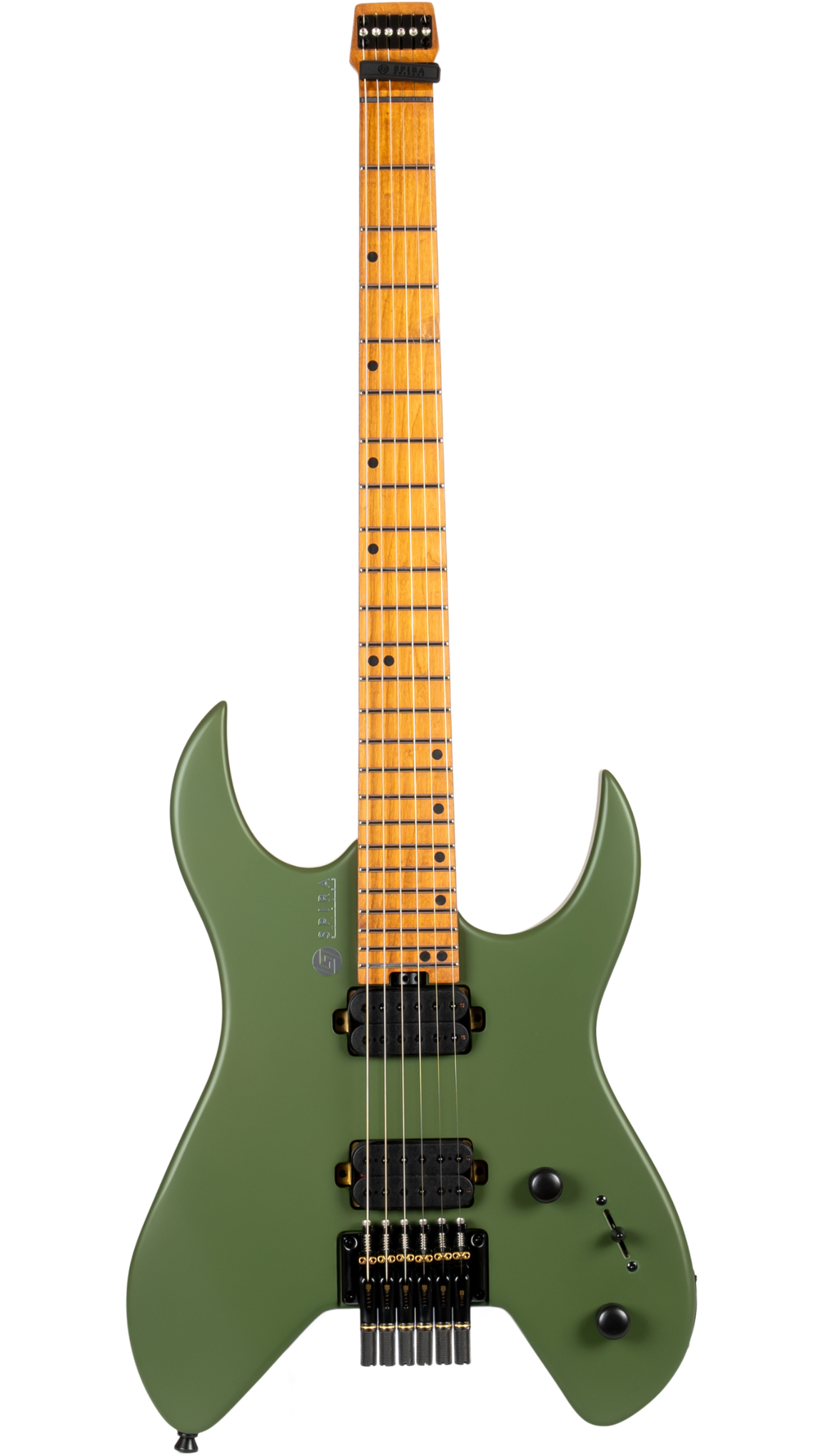 Spira Guitars S-400 MGR HLS Headless Electric Guitar Roasted MN - Satin Dark Green-Spira-Infinite Music
