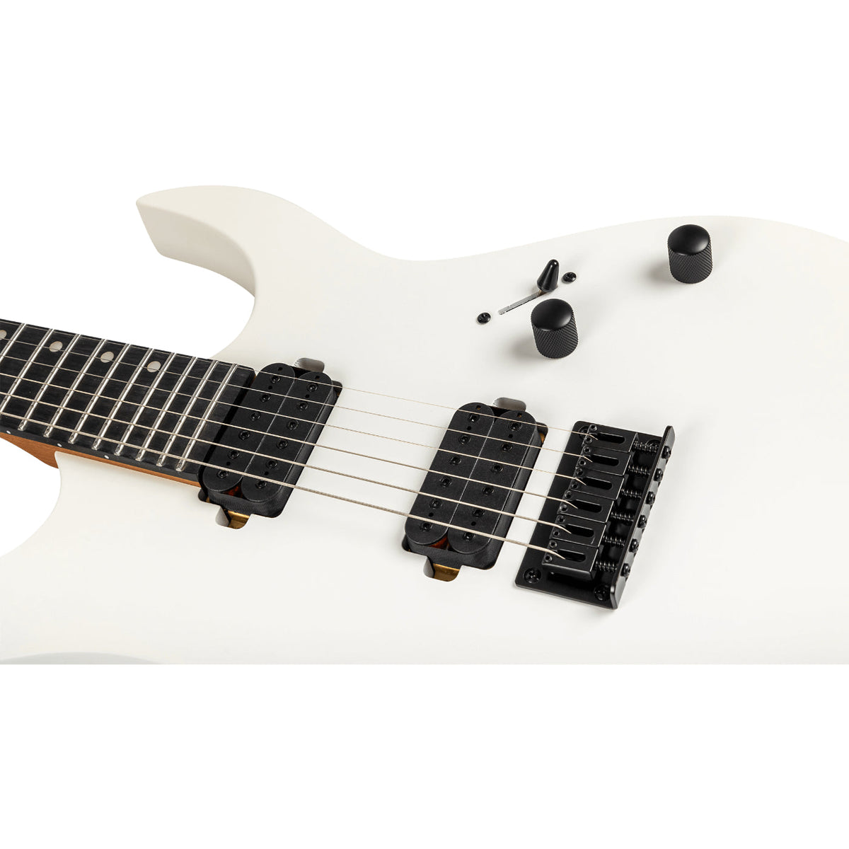 Spira Guitars S-400 MWH Roasted Poplar Electric Guitar, Roasted Maple, Ebony Tech FB - Satin White-Spira-Infinite Music