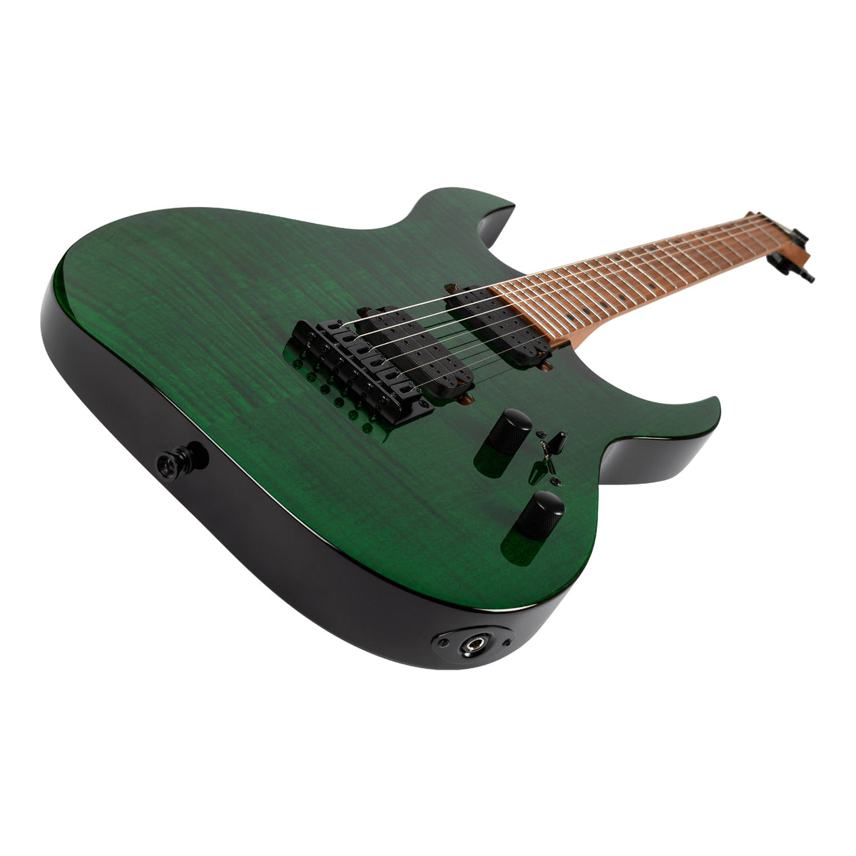 Spira Guitars S-450 TGR Flame Top Electric Guitar, Roasted Maple Neck - Trans Green-Spira-Infinite Music