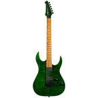 Spira Guitars S-450 TGR Flame Top Electric Guitar, Roasted Maple Neck - Trans Green-Spira-Infinite Music
