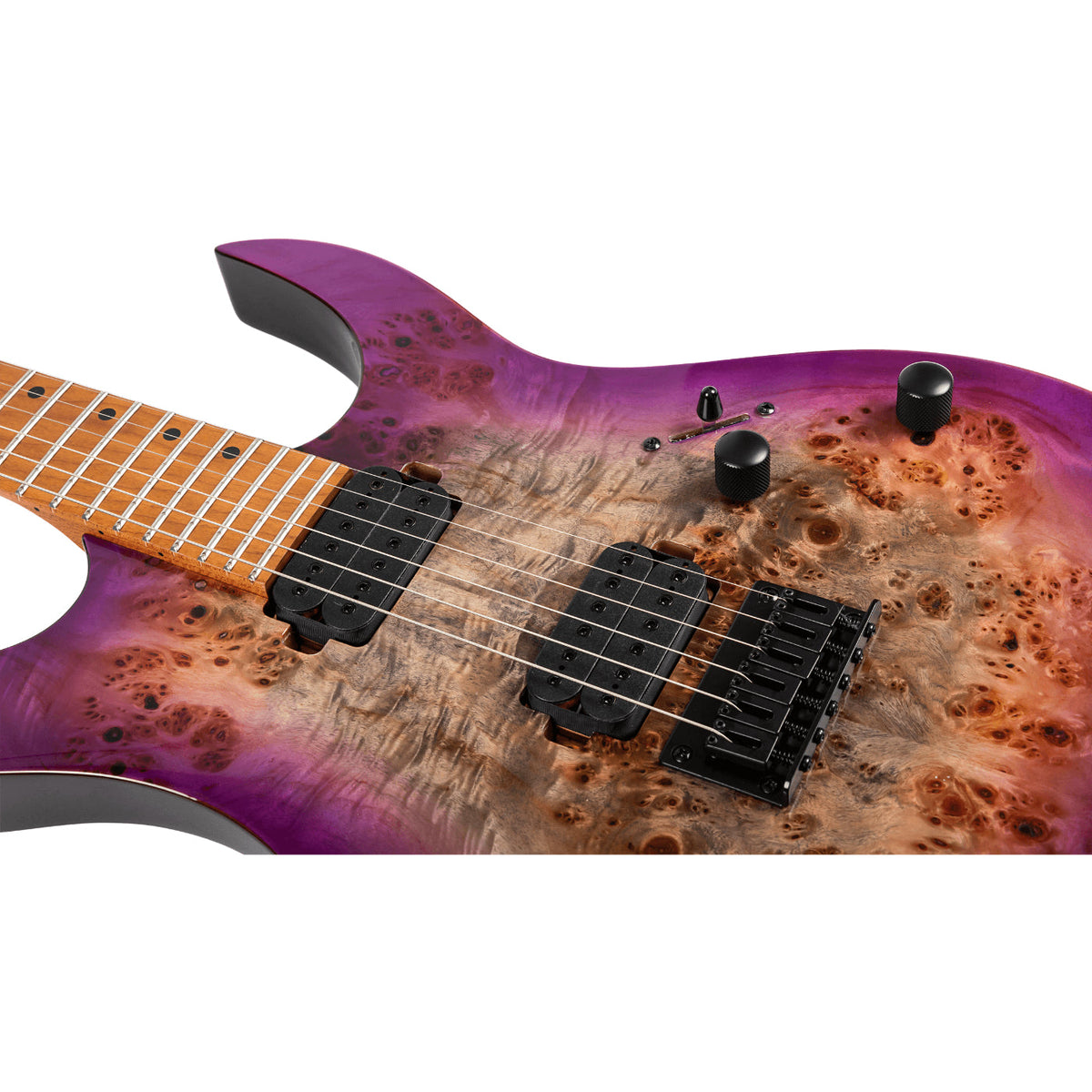 Spira Guitars S-450 TPP Spalted Maple Top Electric Guitar, Roasted Maple Neck - Trans Purple-Spira-Infinite Music