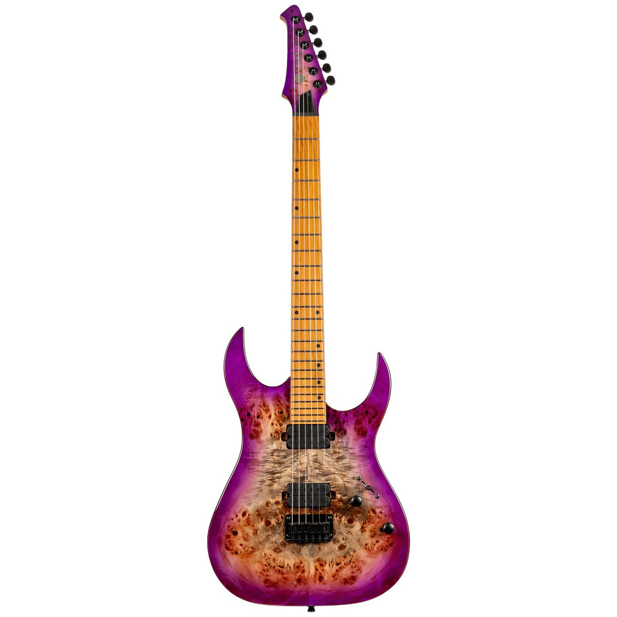 Spira Guitars S-450 TPP Spalted Maple Top Electric Guitar, Roasted Maple Neck - Trans Purple-Spira-Infinite Music