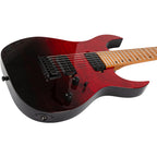 Spira Guitars S-457 TRD 7 STRING Flame Top Electric Guitar, Roasted Maple Neck - Trans Red/Black-Spira-Infinite Music