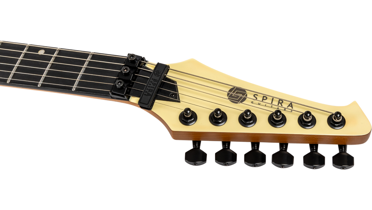 Spira Guitars V-420 AWH Electric Guitar EB - Antique White w/ Pinstripes-Spira-Infinite Music