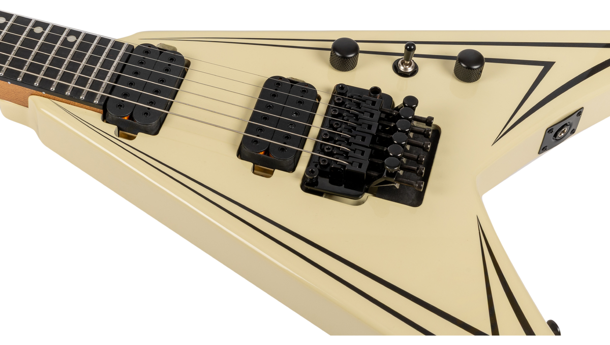 Spira Guitars V-420 AWH Electric Guitar EB - Antique White w/ Pinstripes-Spira-Infinite Music